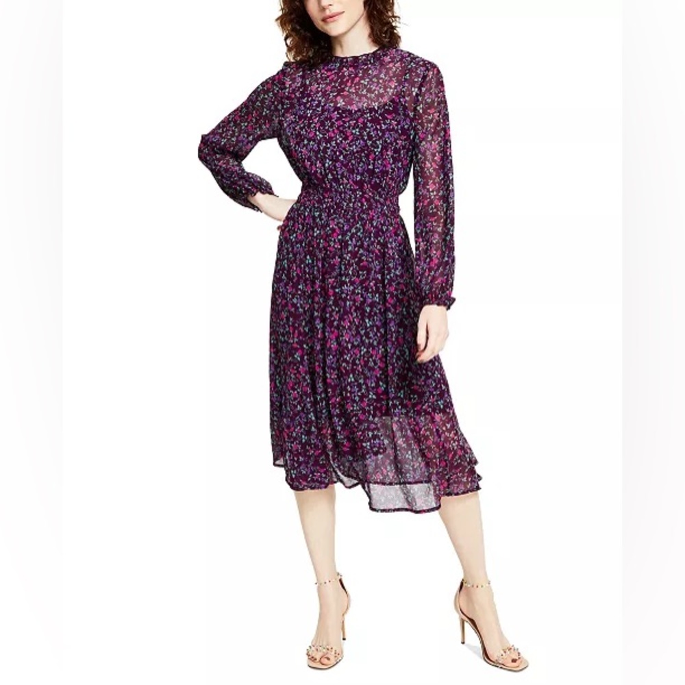 NWT Calvin Klein Floral Print Midi Dress